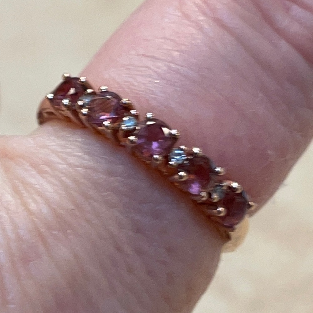 RUBELITE TOURMALINE 10k ROSE GOLD STACK RING EUC 7 - Picture 6 of 10